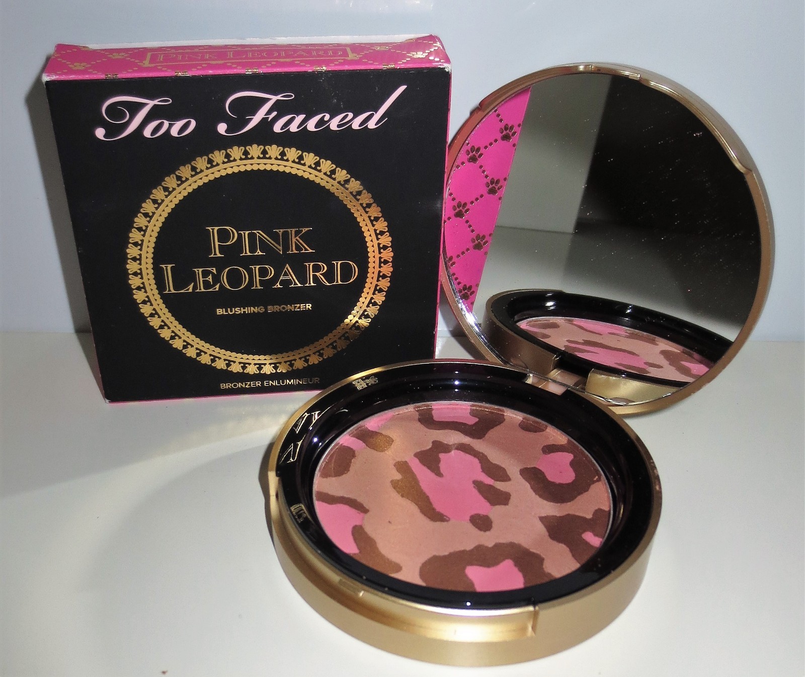 *TOO FACED ? PINK LEOPARD BLUSHING BRONZER HIGHLIGHTER GLOW PINK BRONZE FULL NEW