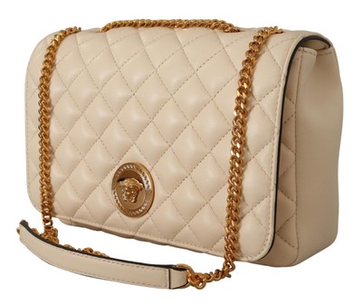 Pre-owned Versace White Nappa Leather Medusa Shoulder Bag