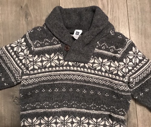 Boys Baby Gap Gray Fair Isle Print Pullover Sweater 18-24 Months