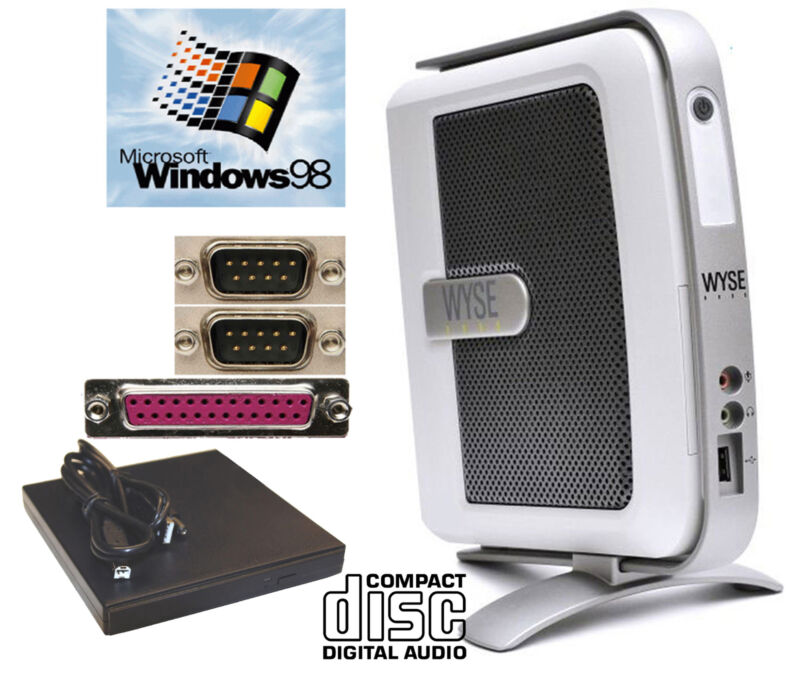 Computer Wyse V90 Windows 98 Ms-dos 2x Rs-232 Serial Lpt Parallel Cdrom Usb Tc81