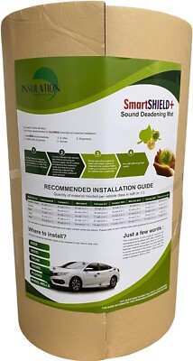 SmartSHIELD + 16'' x 28ft. Car Noise Sound Deadening, Self Adhesive, 3mm