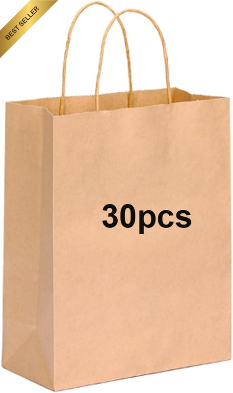 Brown Kraft Paper Bag,21 X 11 X 27Cm,30 Pcs Kraft Shopping Bags,Paper Gift Bag,R