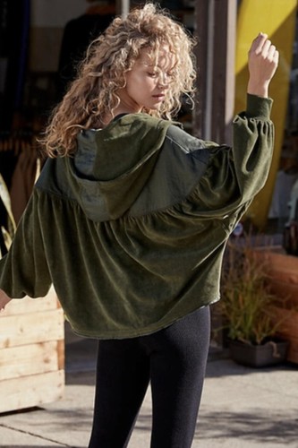 

Толстовка Free People Movement Let It Go Sweat на молнии с кисточками Hi Lo, зеленый велюр , НОВИНКА, Green velour