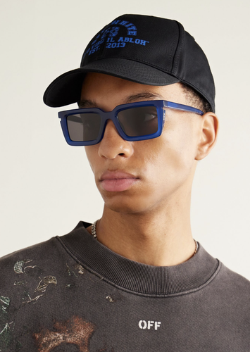 Pre-owned Off-white Oeri113s24pla0014507 Tucson Blue Sunglasses