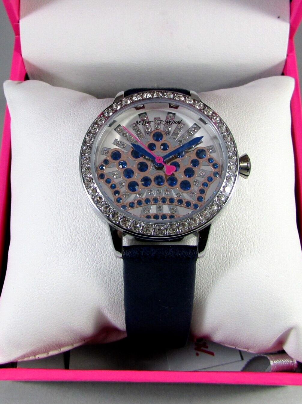 Betsey Johnson Crown Jewels Watch Rhinestone Blue Silver NWT  display picture 2