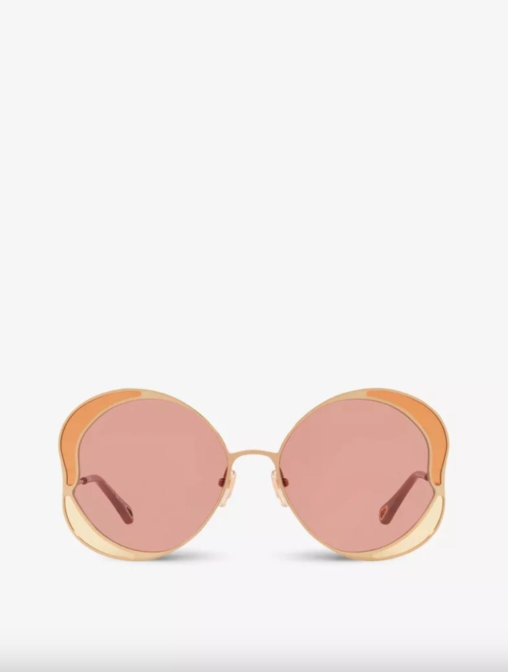 ● CHLOE ● サングラス Round Pink / Brown / 55mm Women's Metal Round Sunglasses Pink Gold Orange - Chloé