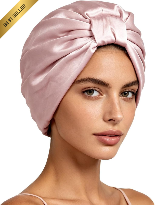 Silk Satin Bonnet for Sleeping Women, French Style Wrap Cap with Square Buckle f