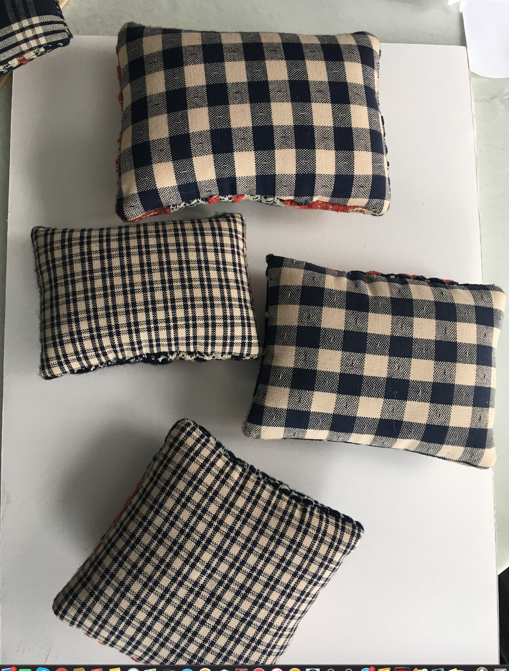 Lot of 4 Vintage Assorted Americana Woolen Texture Weave Textile Pin Cushions