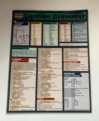 German Grammar Quick Study Academic Bar Charts Academic Outline Study Guide 1999