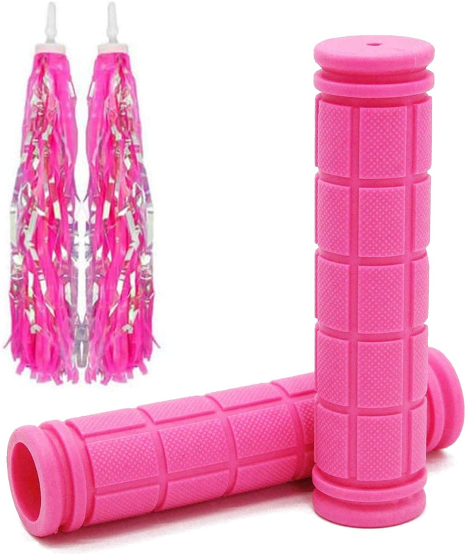 Bike Handlebar Grips with Tassel Streamers, Non-Slip Soft Ru