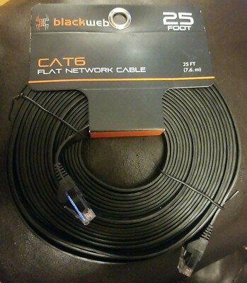 Blackweb BWA15H0117 Flat CAT6 Network Cable, 25 Feet Up to 10 GBPS Transfer Rate