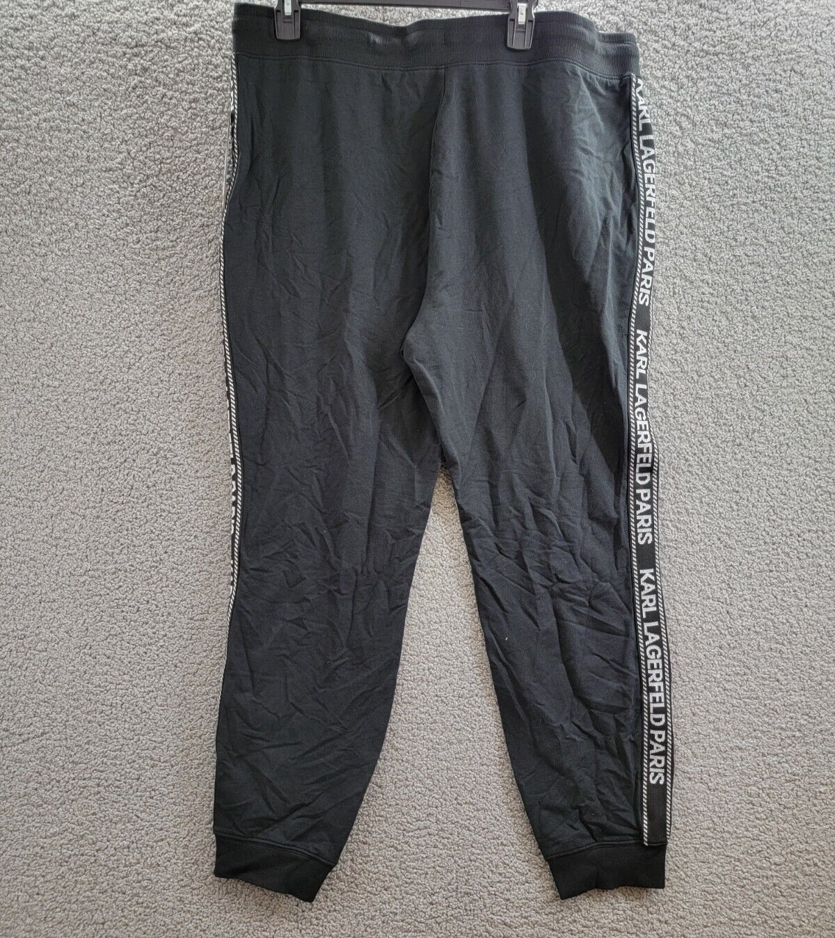 Karl Lagerfeld Paris Logo-Stripe Jogger Pants Women's XL Black/Silver Drawstring - Picture 11 of 17