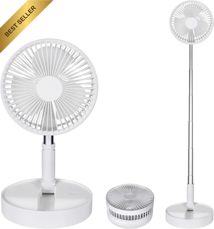 Portable Fan Rechargeable, Pedestal Fan Foldaway Standing Fan Desk and Floor Fan