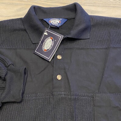 NEW Vintage Knights Bridge Solid Black Polo Shirt Mens XL Long Sleeve Grandpa
