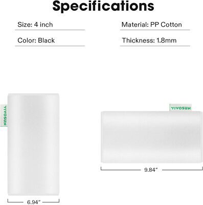 VIVOSUN 4''/6''/8'' PP Cotton Prefilter 1.8mm for Carbon Filter Black/White Updated