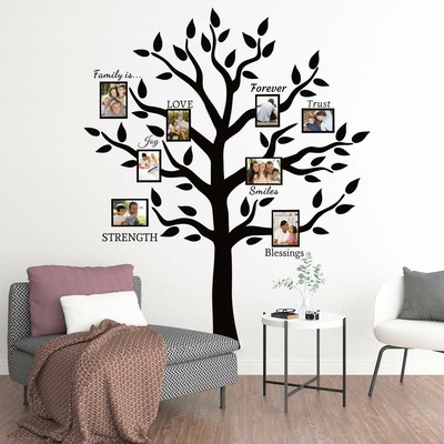 3D Acrylic Family Tree Photo Frame Quotes Wall Stickers Art Decals Home Decor