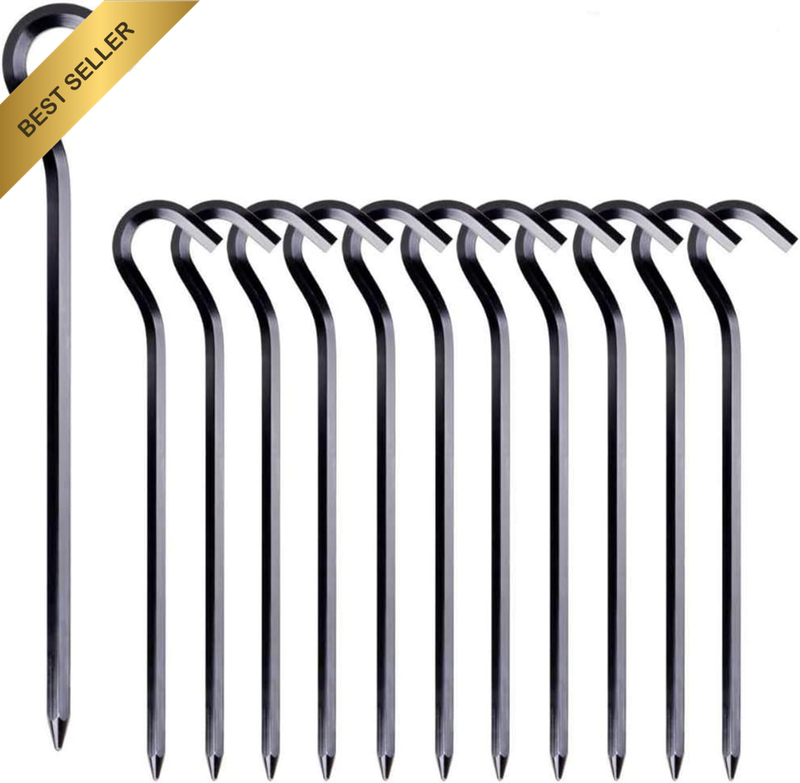 Aluminium Tent Pegs Stakes for Camping, 12Pcs 18Cm Hexagon Rod Spikes with Stora