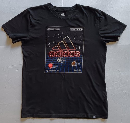 Adidas Size Youth XL Black Cotton Boys T-Shirt 80s VIDEO