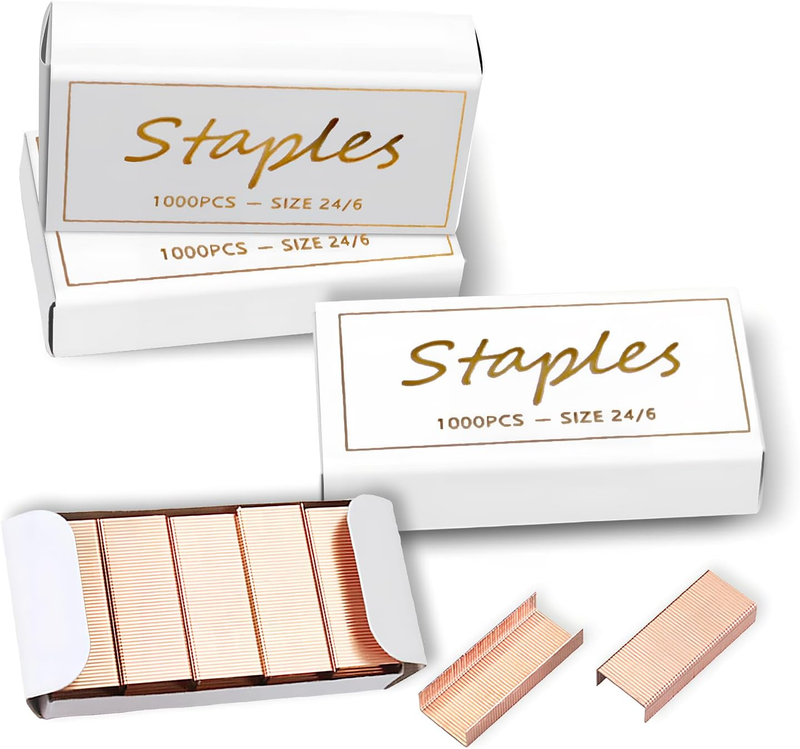 4000Pcs 24/6 Colored Rose Gold Staples, Premium Standard Stapler Refill Pins, St