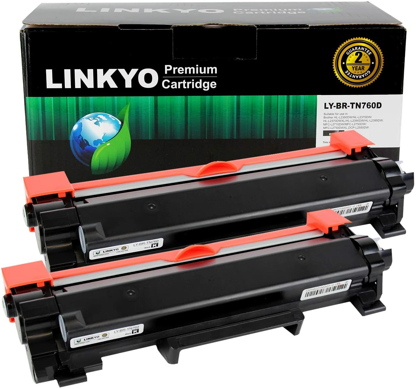 Lot de 2 cartouches de toner compatibles pour Brother TN760 TN-760 TN730