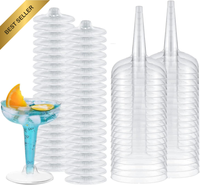 30 Pcs Plastic Champagne Coupe, 4 Oz Acrylic Cocktail Glasses, Reusable Stemmed