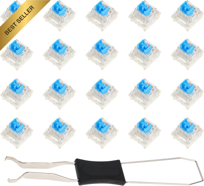 20Pcs Blue Mechanical Keyboard Switches 3 Pin Keyboard Dustproof Switches Compat