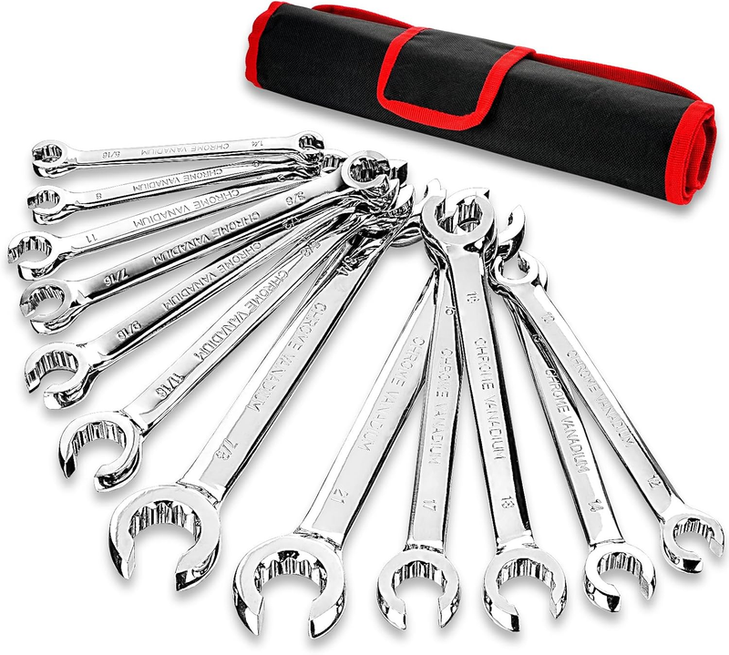 12-Piece Flare Nut Wrench Set, Metric & Standard, 12-Point