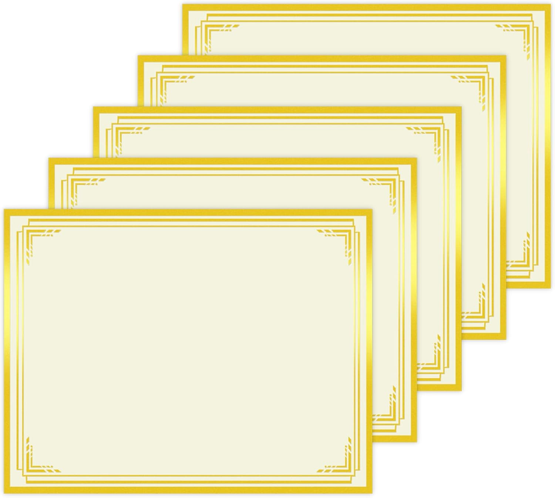 25pc Award Certificate Paper 8.5x11 Gold Foil Border 180GSM Di...