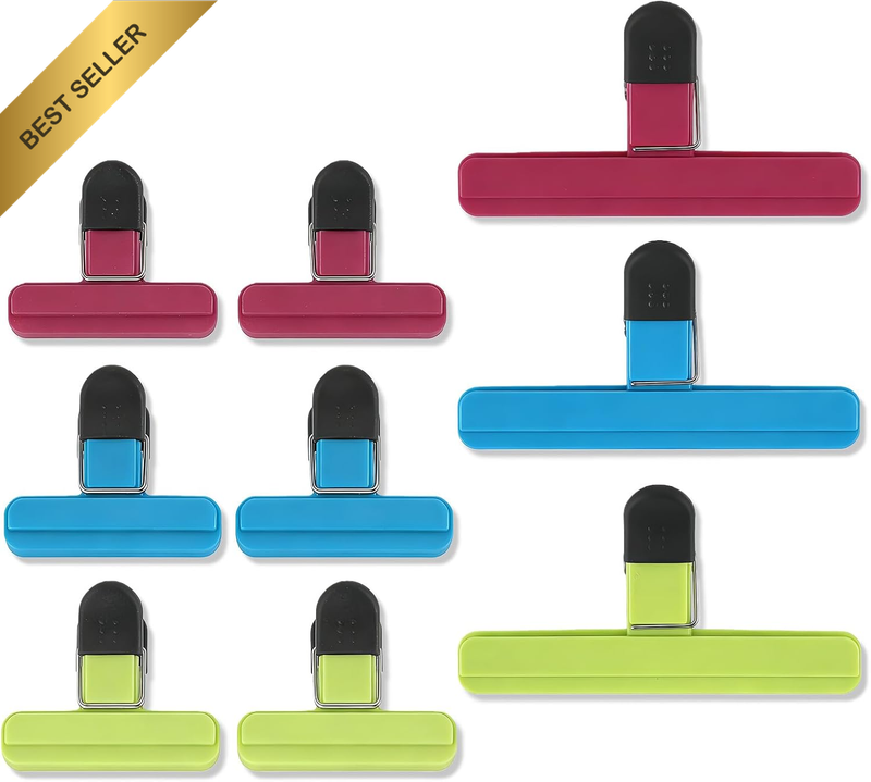 9 Pcs Chip Bag Clips for Food Storage - Assorted Sizes Heavy Duty Plastic Food B