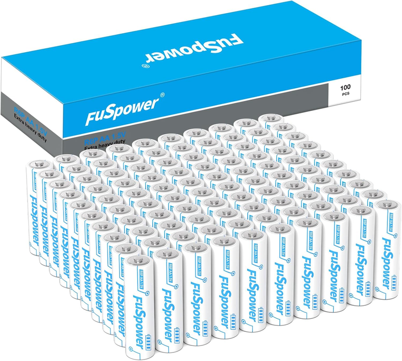 AA Batteries Long Lasting: 1.5V Double AA Batteries 100 Pack - Heavy Duty Carbo