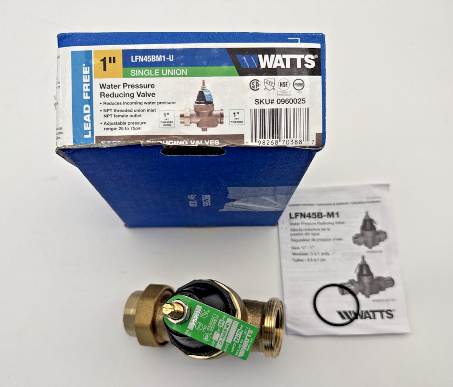 Watts LFN45BM1-U 1-inch Water Pressure Reducing Valve