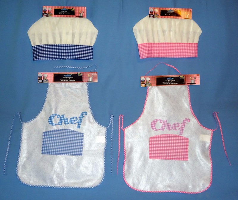 KIDS CHEF APRON AND HAT SET BAKER COOK ARTS-CRAFTS GARDENING