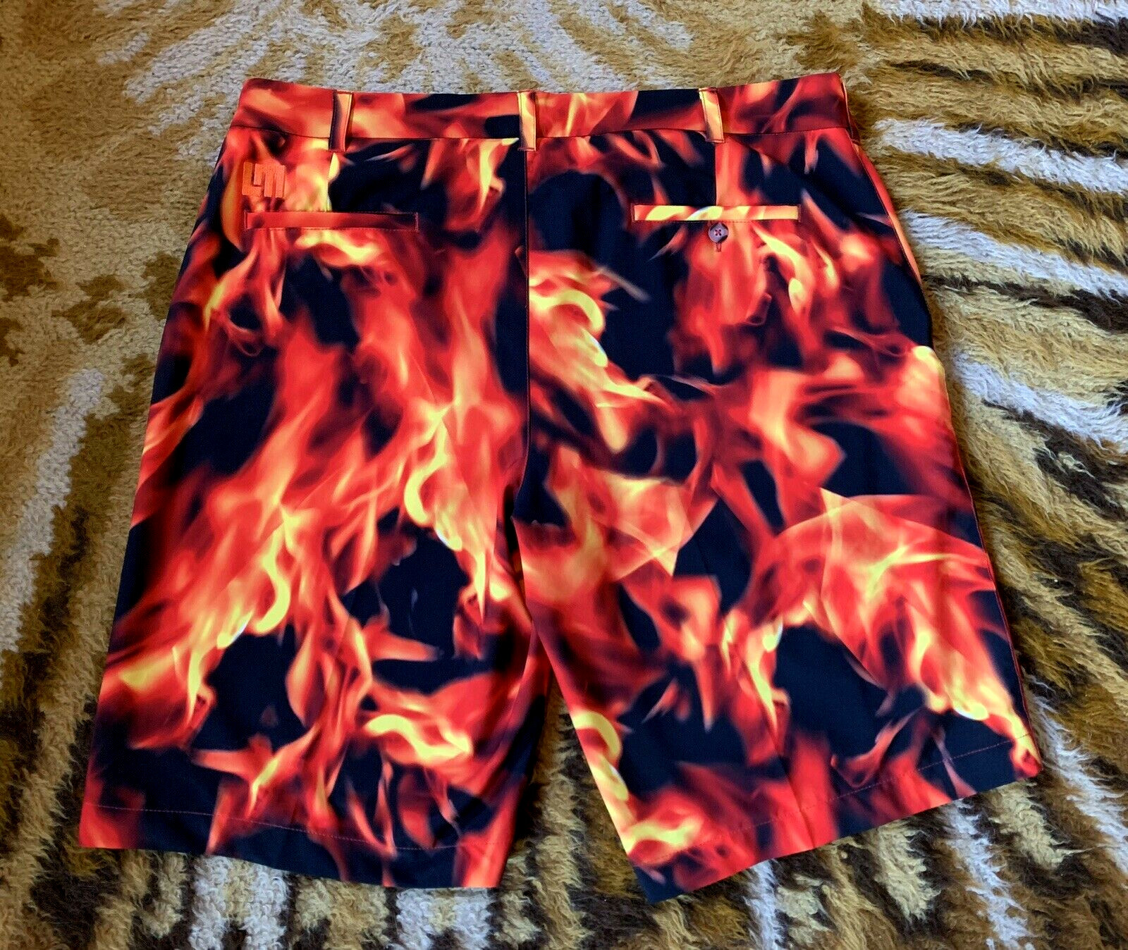 Loudmouth Golf John Daly Liar Liar Fire Flames All Over Print Shorts - Size 38