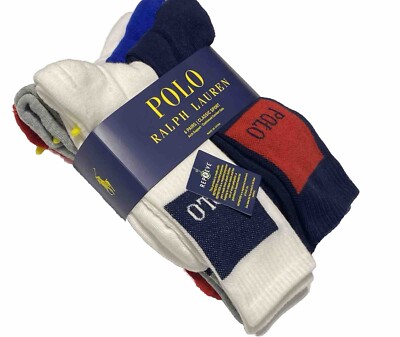 Polo Ralph Lauren Classic Sport 6-Pair Crew Socks White/Blue/Gray/Red