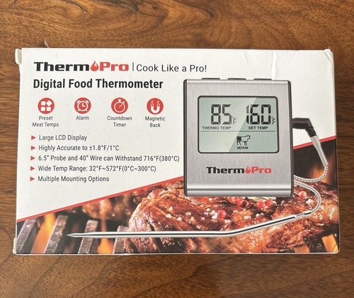Digital Food Thermometer Therm Pro TP-16 Open Box Unused Battery 6.5” Probe