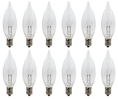 12 Pack - Replacement Light Bulbs for Electric Candle Lamps, Window Candles, 7W
