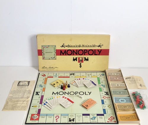 モノポリーページ Vintage 1946 MONOPOLY Board Game W/ Wood Pieces Parker