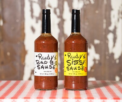 Rudy's BBQ Sauce 38oz X 2- 2 Pack 1 Regular Sauce ,1 Sissy Sauce Lot
