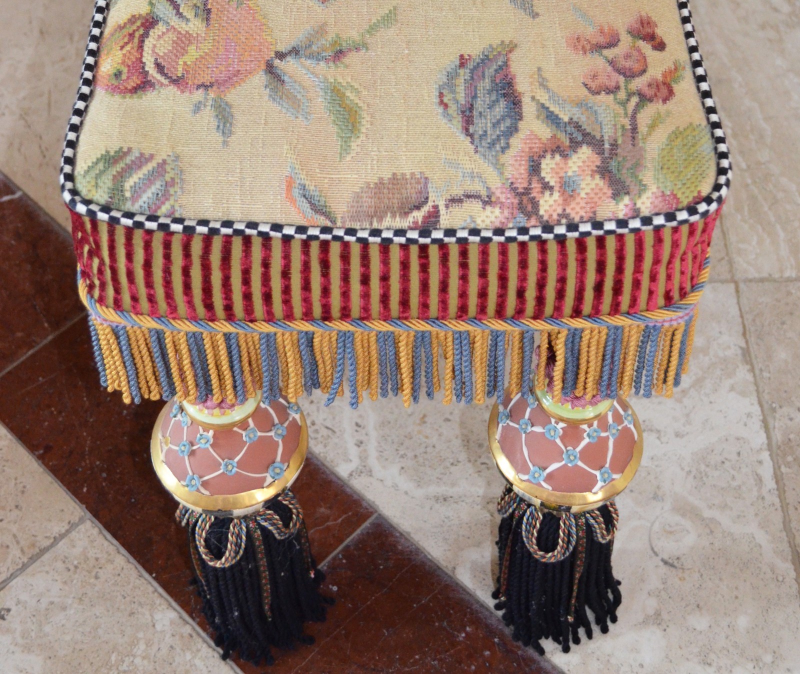 1990s Vintage Mackenzie Childs Limited Large Bench