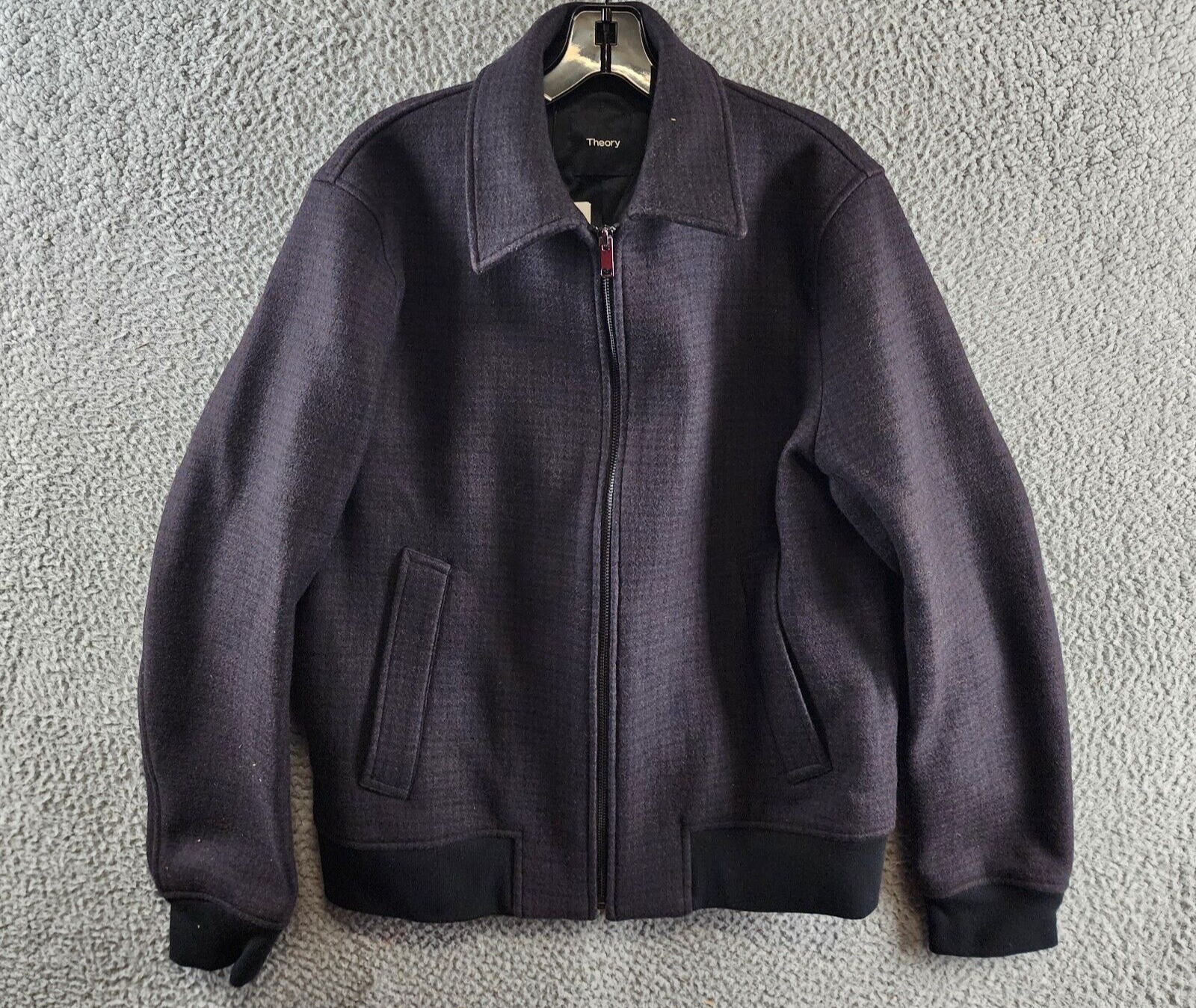 Theory Wyatt Rush Micro Check Full Zip Jacket Men's M Mink Multi Wool Blend - Picture 2 of 17