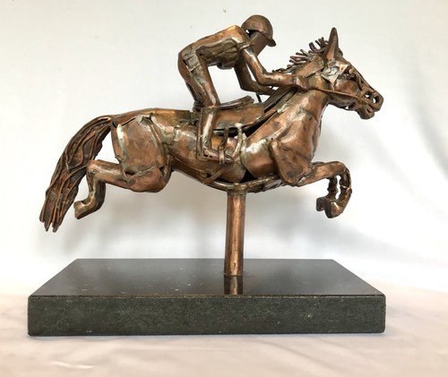 Pierre Riche Equestrian Horse Raw Metalist Sculpture Copper