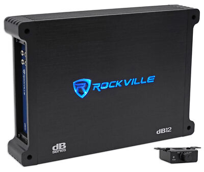 Rockville dB12 2000 Watt/1000w RMS Mono Class D 2 Ohm Amplifier Car Audio Amp