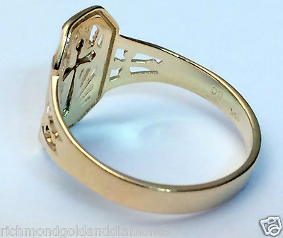 Pre-owned Fashion Ring 14k Rose & Yellow Gold Cross Ring Band Right Hand Promise  In Pink