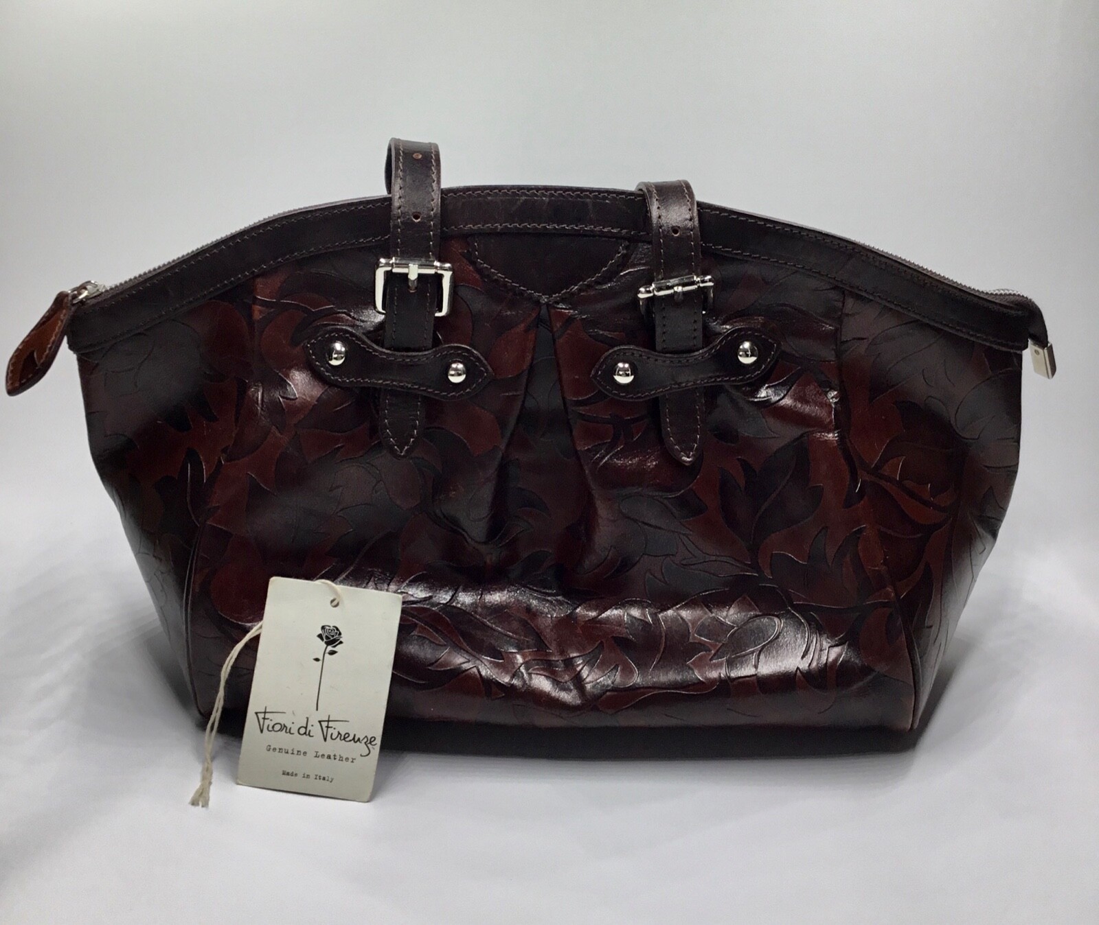 Fiori Di Firenze Womens Embossed Leather Purse Shoulder