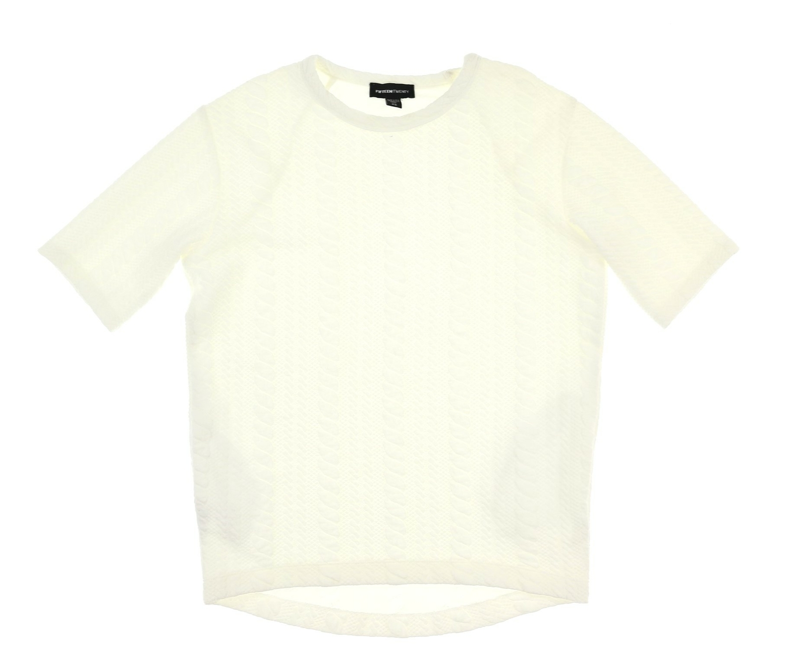 Fifteen Twenty 162324 Womens Textured Crew Neck Short Sleeves Top White Size XS