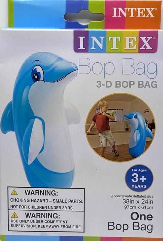 INTEX 3D Bop Bag Dolphin - Inflatable Blow Up Punching Bag Toy Gift  Kids Fun
