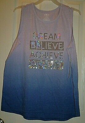 Athletic Works Girls Sequin Tank Top X-Large (14-16) DREAM BELIEVE ACHIEVE