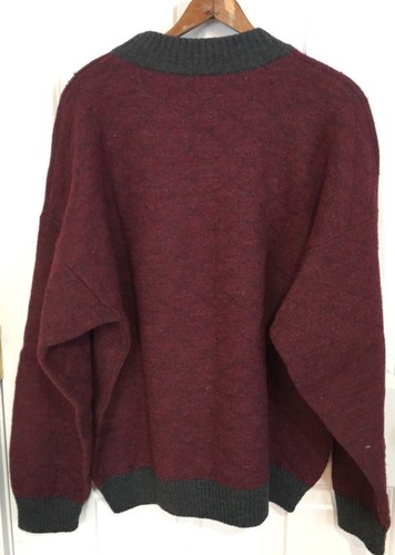 Vintage Bogner Ski Sweater Maroon Gray Wool Size Large