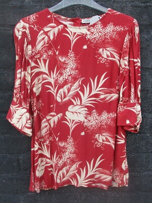 OASIS RED/WHITE FLORAL PRINT BACK BUTTON CLOSURE BLOUSE SIZE UK12 BNWT RRP £39