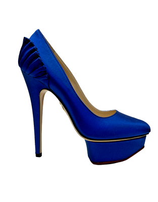 Pre-owned Charlotte Olympia Paloma Blue Silk Satin Platform Pumps 36 Eu/5.5 Us $995